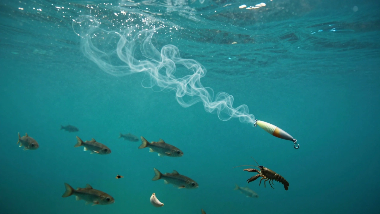 Рыбы уплывают от химических запахов в воде, в то время как натуральная пища остаётся в безопасности.