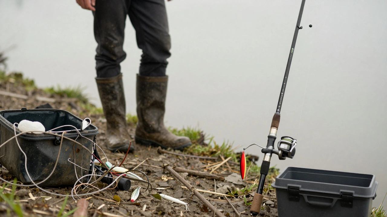 Сравнение хаотичного и упорядоченного набора рыболовных снастей.