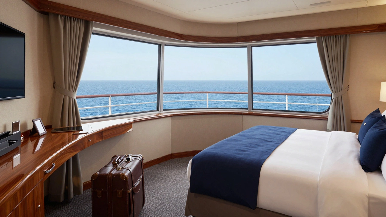 Роскошный номер с видом на океан и багажом.