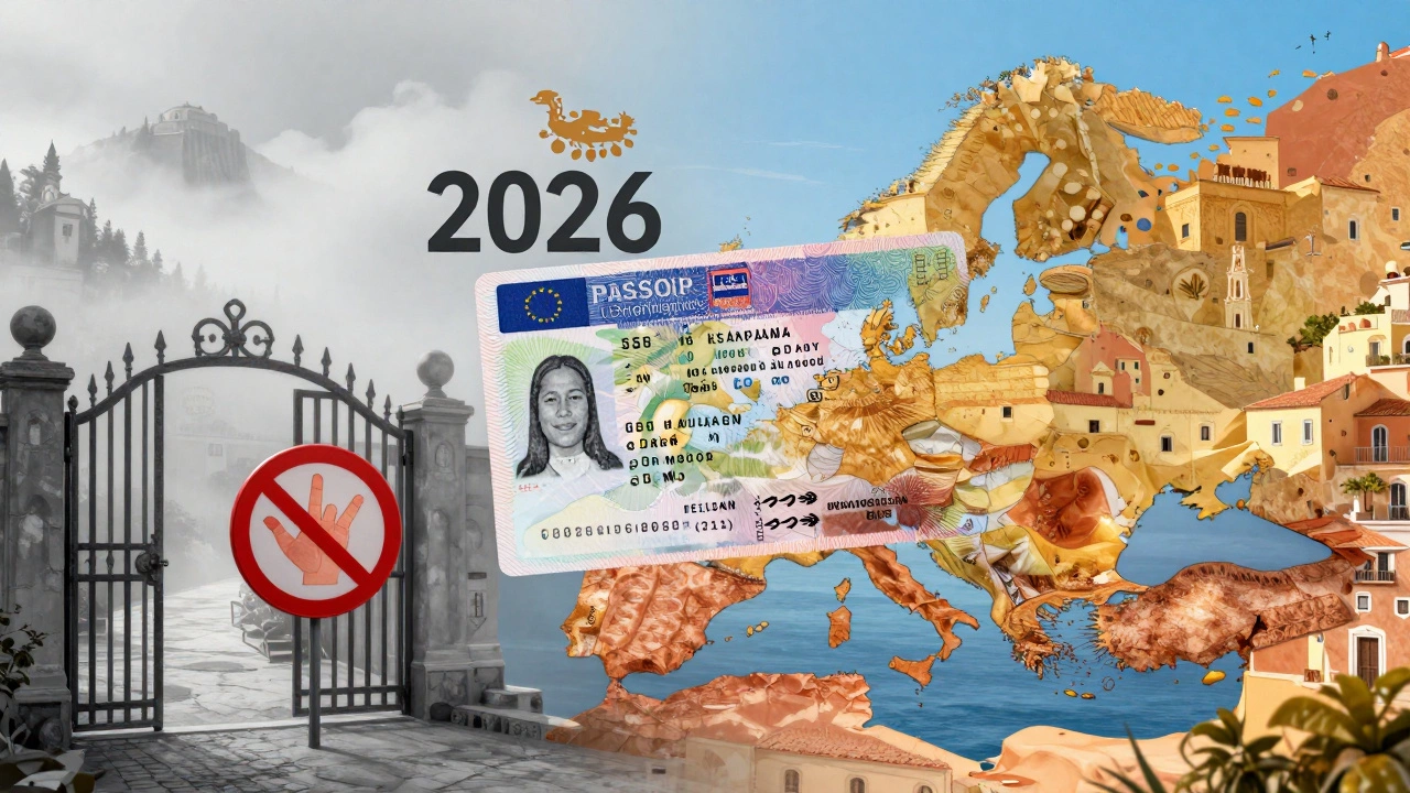 Концептуальное изображение разделения Европы на закрытые северные страны и открытый юг