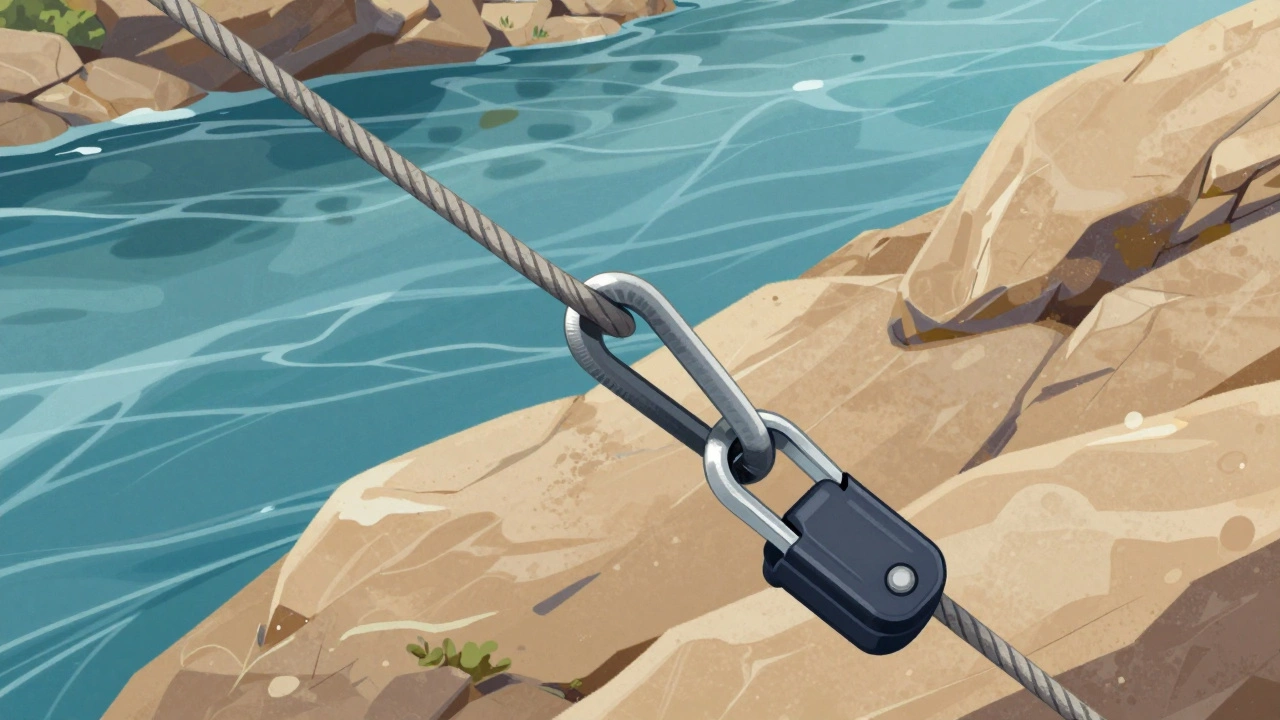 Схема подъема ящика со снастями по склону с помощью стопорящего узла Прусика